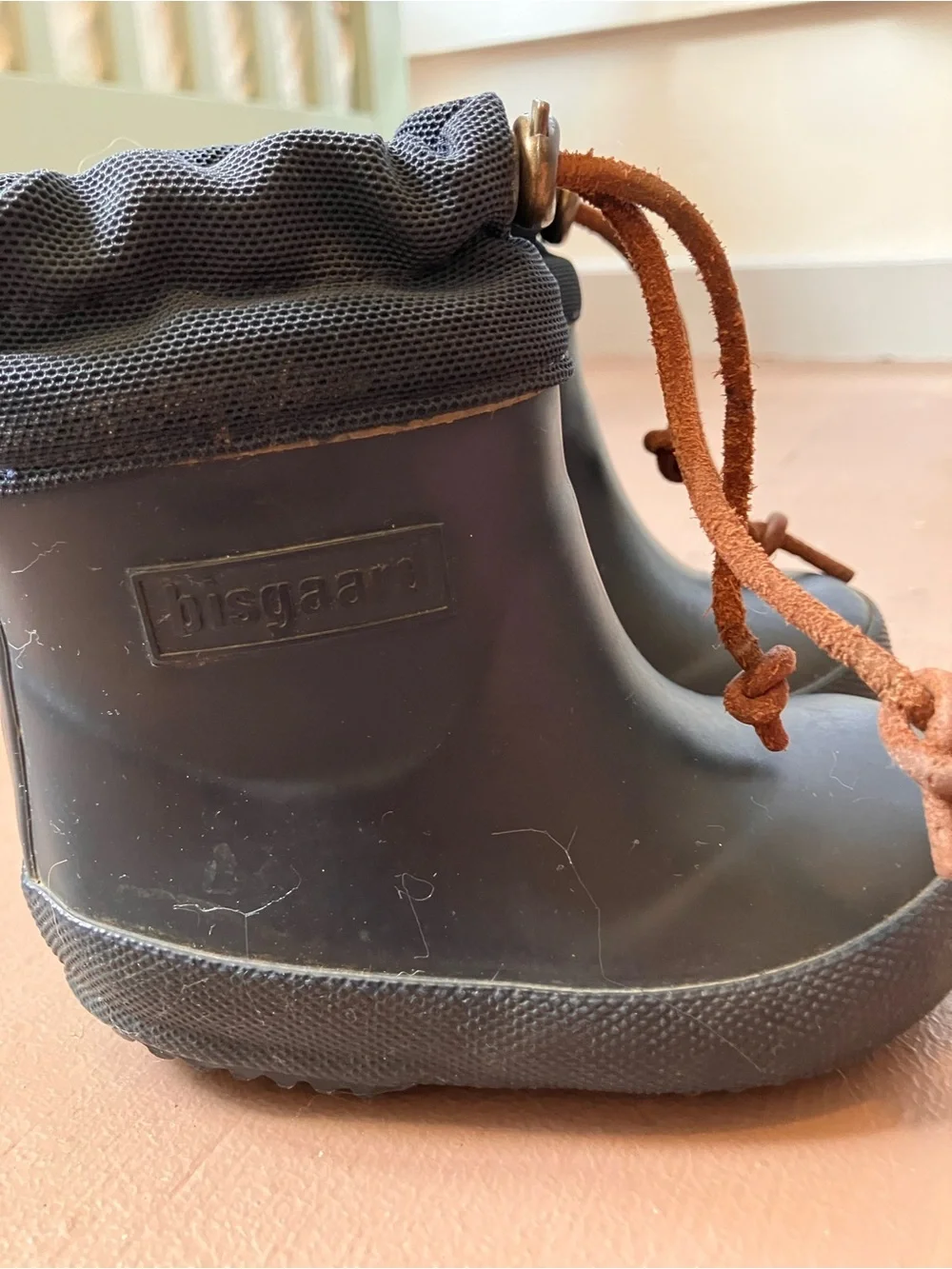 Bisgaard baby wool-lined rubber boots in navy blue